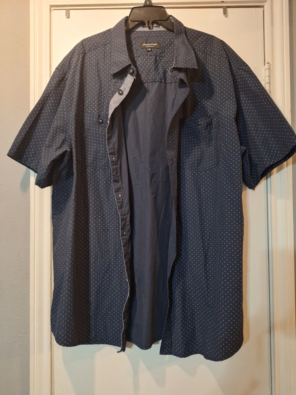 Eighty Eight Platinum Men's 3XL Short Sleeve Button Up Shirt Navy White Dots